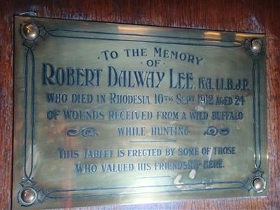 CC01264 Lee.jpg; cc01264; Robert Dalway Lee; Memorial plate